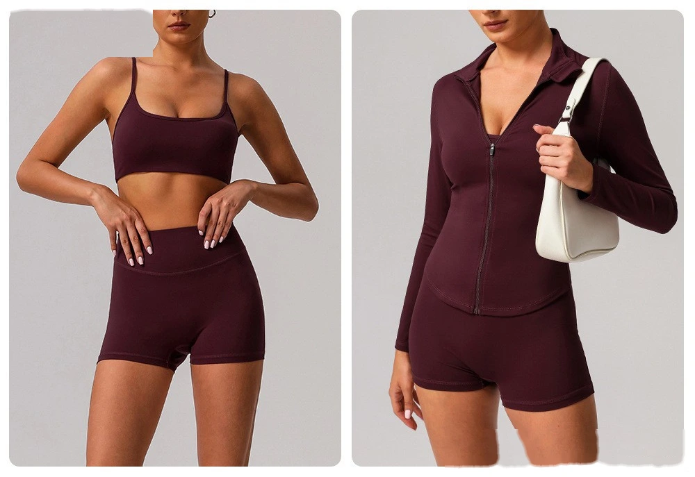 Custom tight nude yoga suit high elastic breathable fitness clothes outdoor body shaping running suit female detail