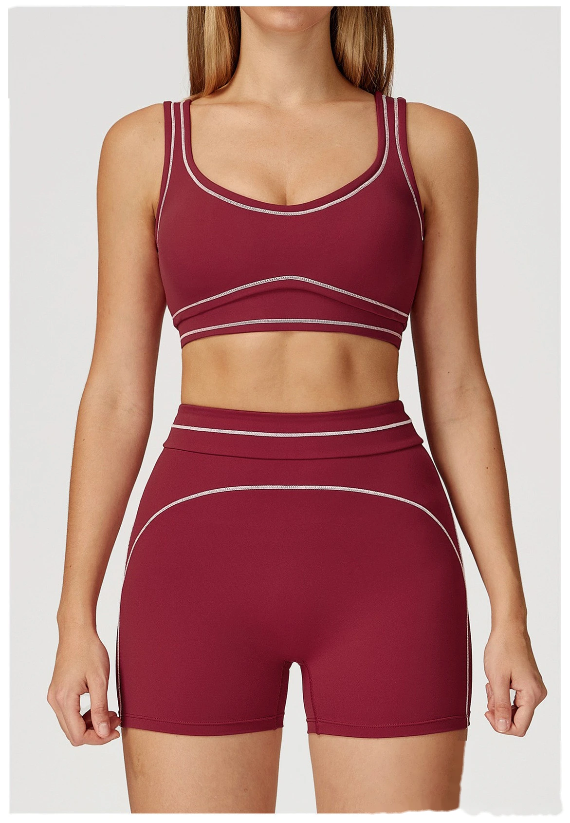 Customized contrast sanding yoga bra U-back sports bra running fitness yoga clothes detail