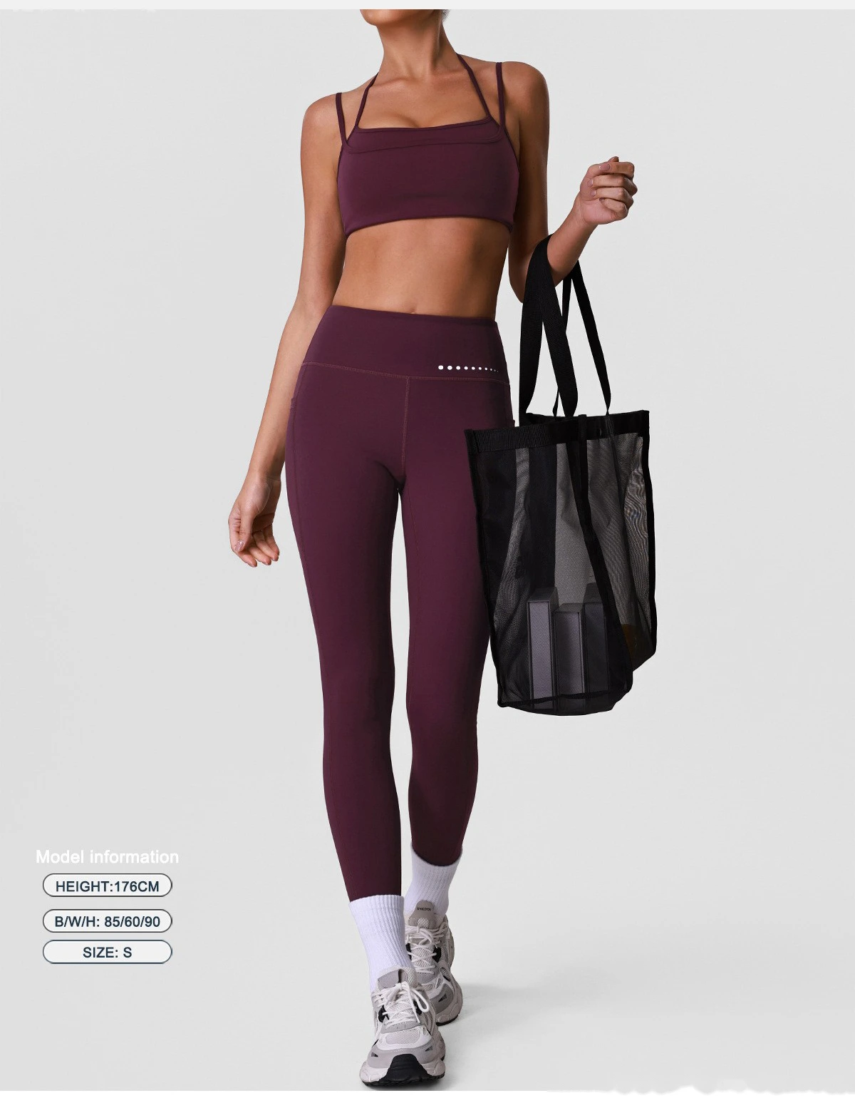 Custom Women’s Sexy Back Yoga Bra & High Stretch Tight Leggings Set Gym Activewear Suit detail