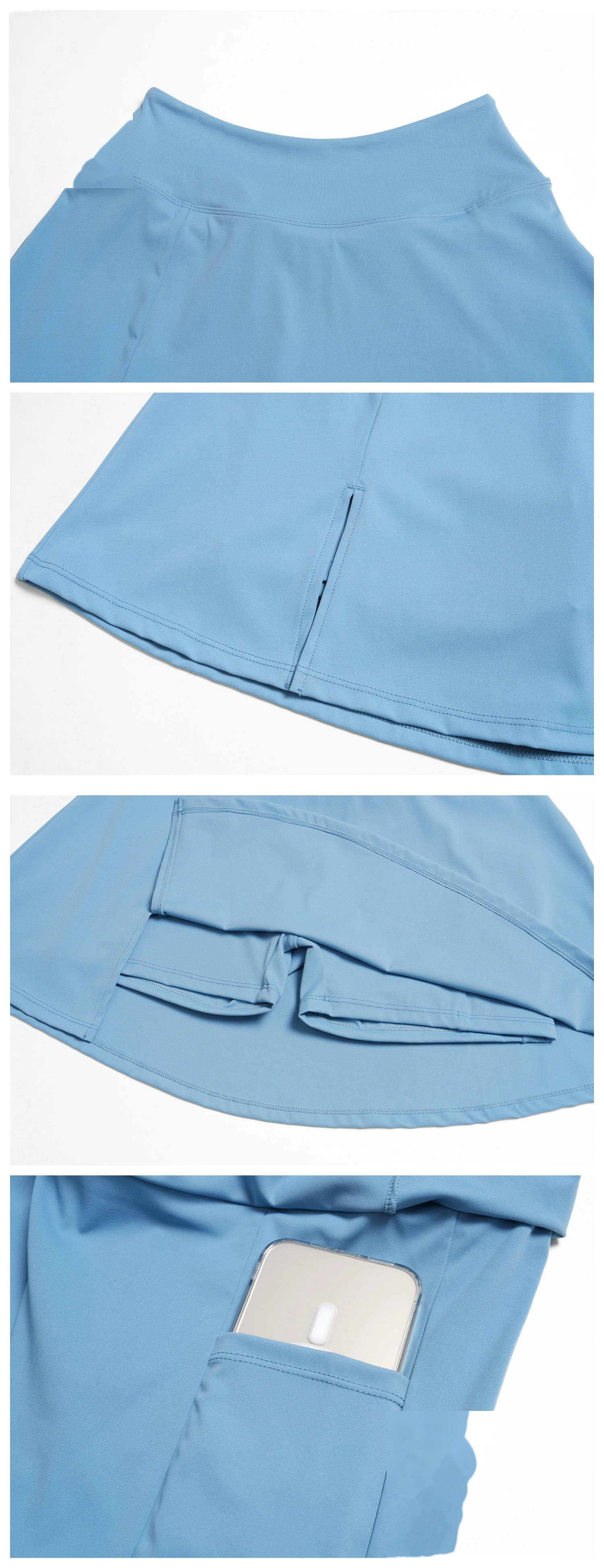 Custom Women’s A-Line Tennis Skort Anti-Exposure Liner Shorts Quick Dry Running Sports Skirt detail