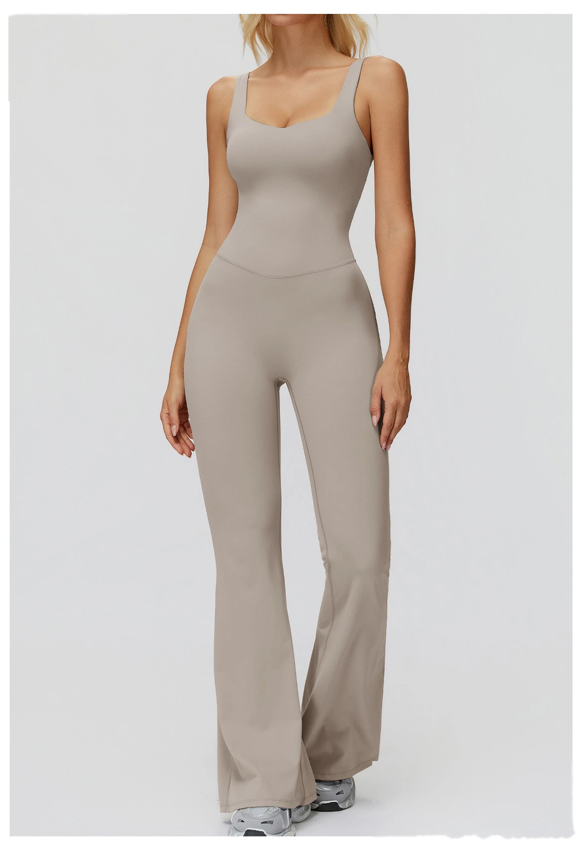 Fleece Finish Women's Activewear Unitard - Crisscross Back, Micro Flare Leg, High Elastic for Yoga, Running & Gym detail