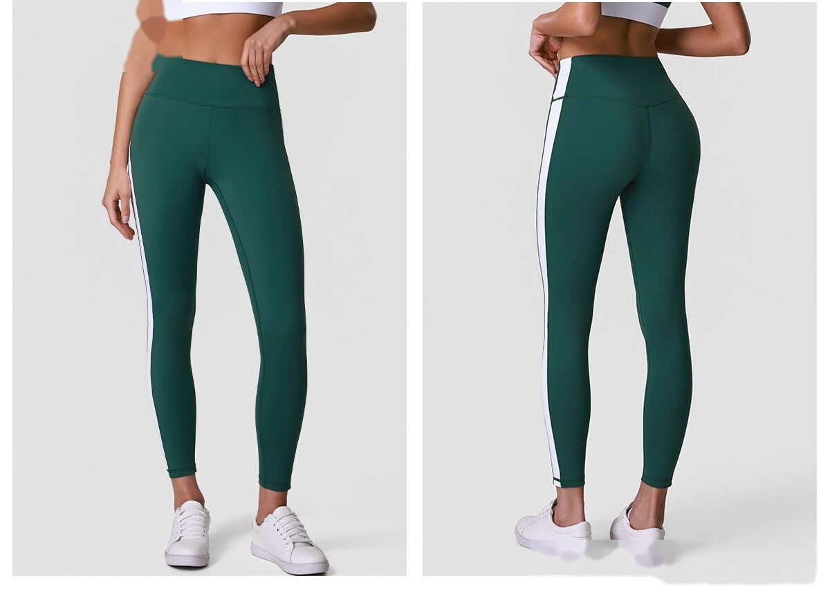 Women’s Custom Color Block Running Pants High Waist Tummy Control Butt Lifting Yoga Fitness Leggings detail