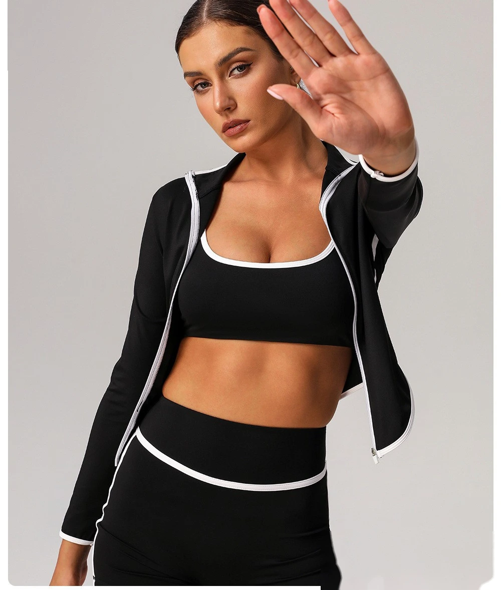 Custom contrast ribbon sports bra padded yoga bra outdoor running fitness detail