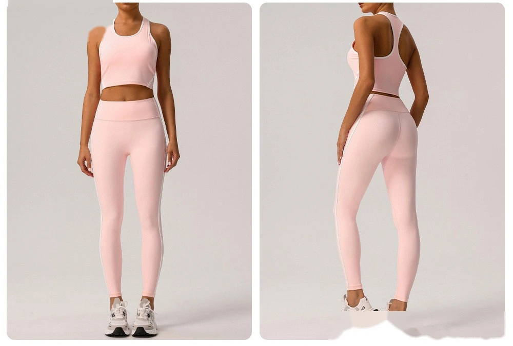 Custom-made tight-fitting nude contrast sports fitness underwear female worker word beautiful back yoga vest detail