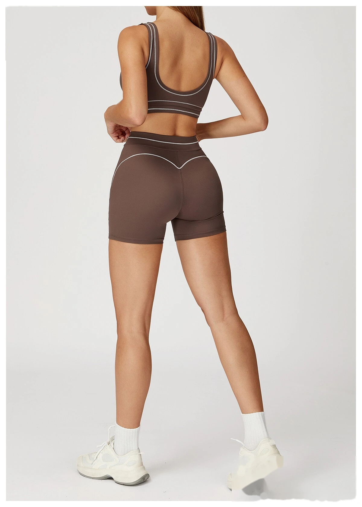 Customized contrast sanding yoga bra U-back sports bra running fitness yoga clothes detail
