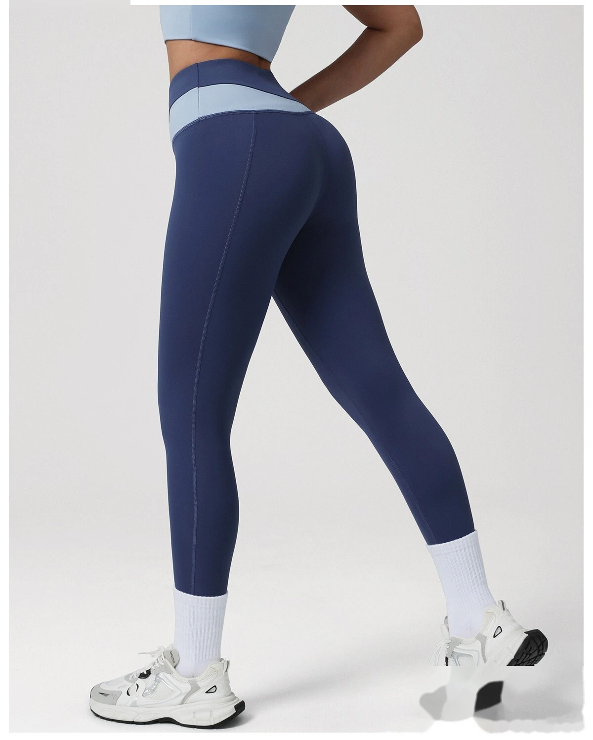 Custom Color-Block High-Waisted Butt-Lifting Yoga Pants - Women's Tight Leggings for Running & Fitness detail