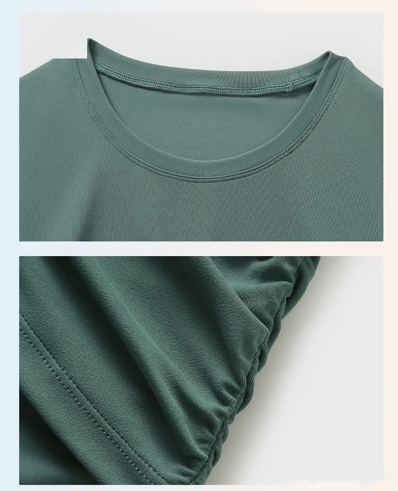 Customized folding movement short-sleeved slim slimming short yoga top woman detail