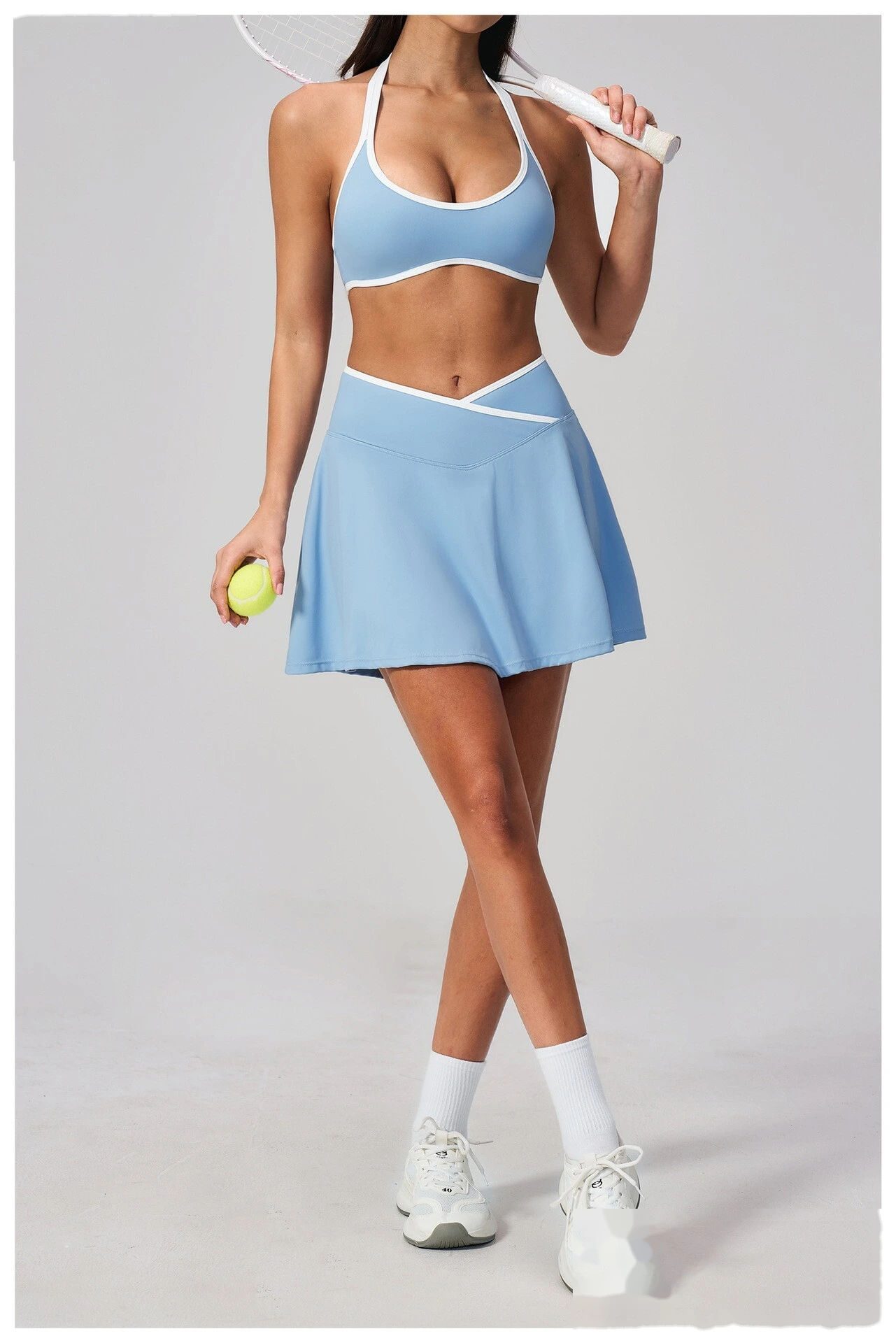 Women Pleated Sports Skort, Naked Feel Anti-Exposure Tennis Skirt for Yoga Fitness Daily Wear detail