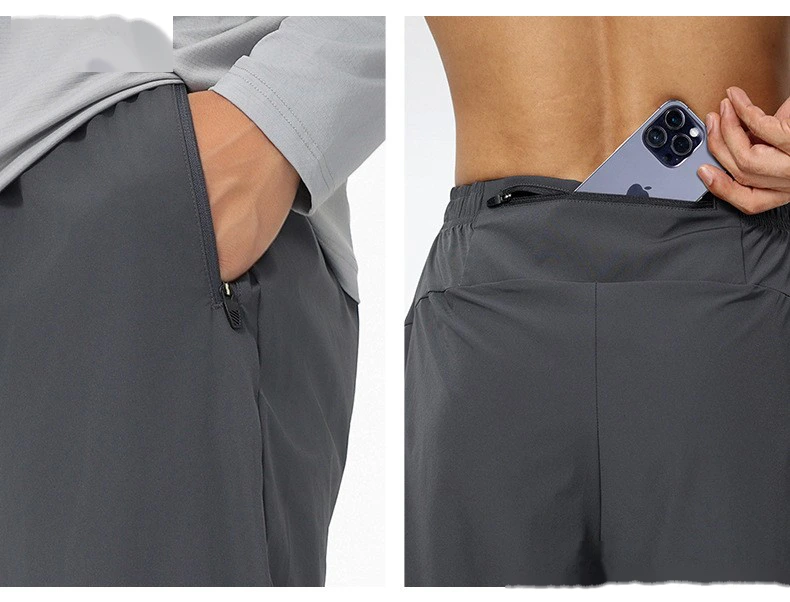 Customized nylon woven men's multi-pocket and multi-functional outdoor running quick-drying pants detail