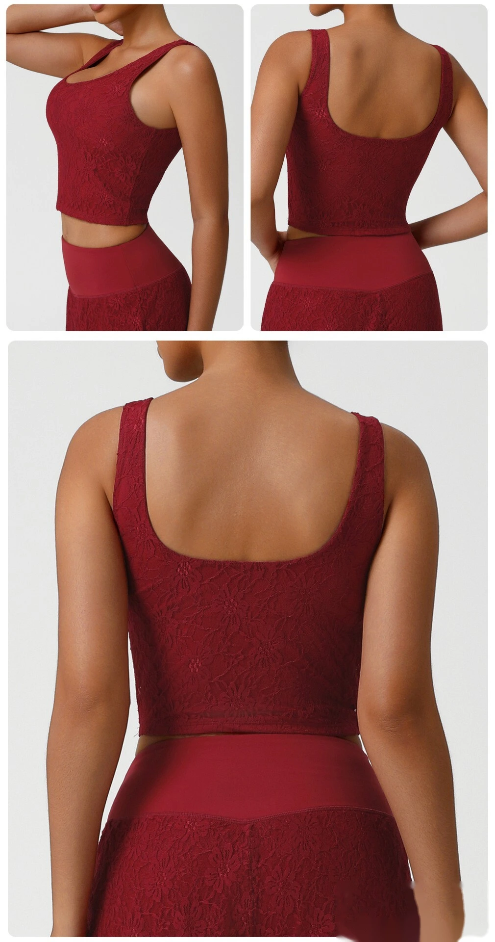 Custom-made nude sexy lace sleeveless sports shirt new dance training fitness camisole women detail