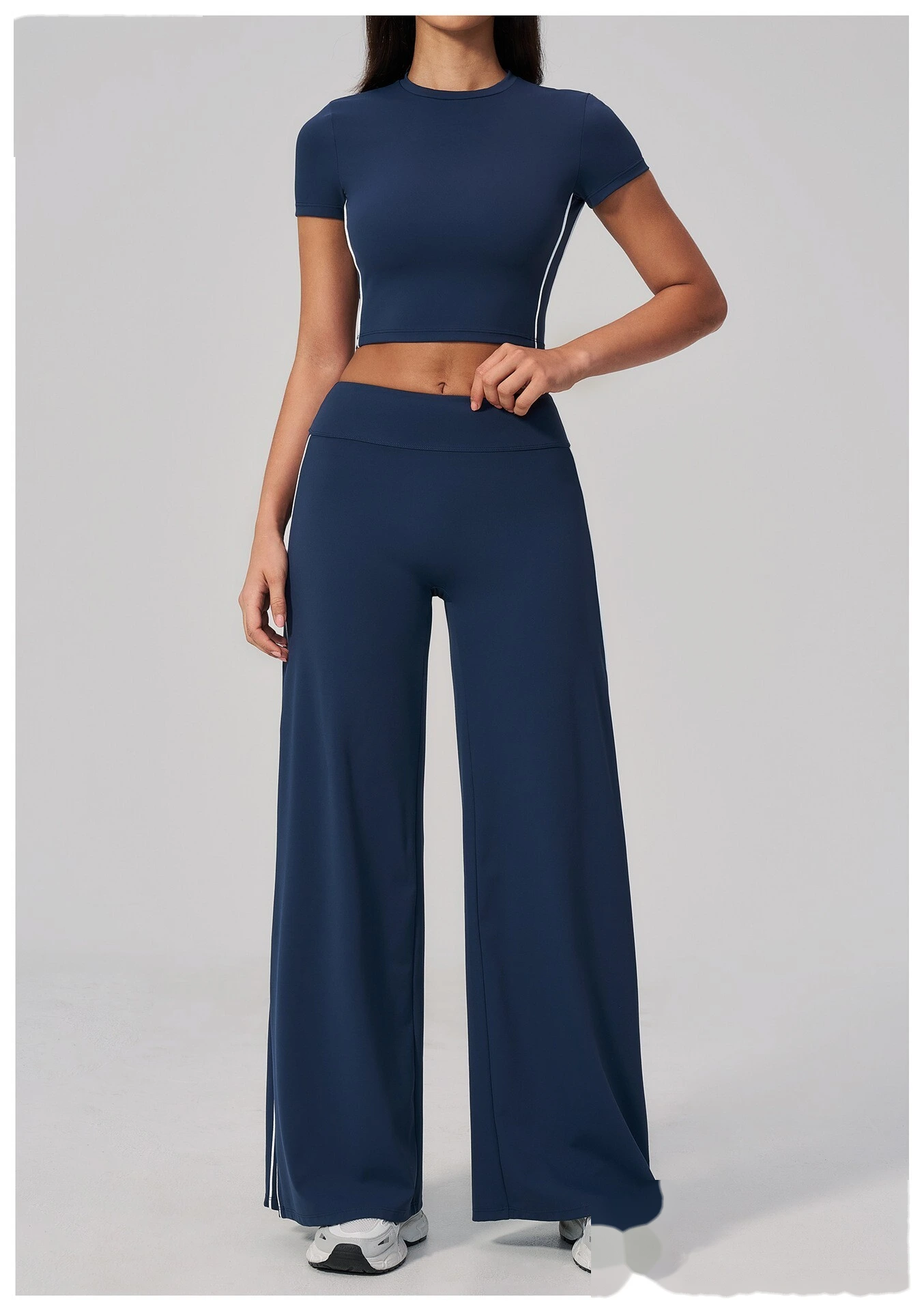Women Straight Wide Leg Fitness Pants High Elastic Loose Casual Outdoor Sports Daily Trousers detail