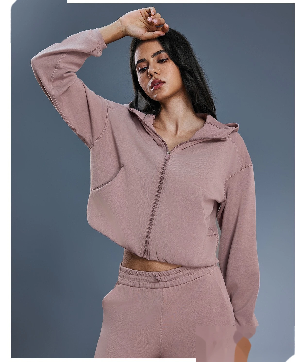 New Custom Women's Zip-Up Hooded Jacket - Casual Sportswear for Running & Workout detail