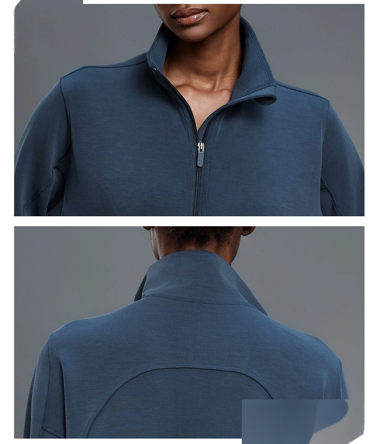 Women's Windproof Stand Collar Half-Zip Sweatshirt - Customizable Loose Drawstring Hem Fitness & Casual Sports Wear detail