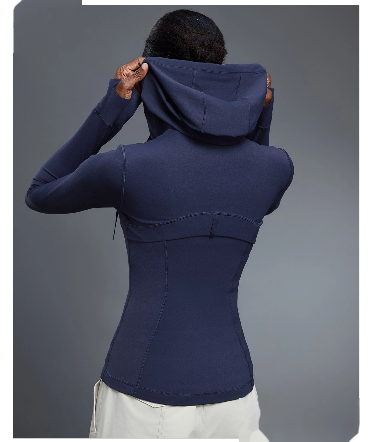 Custom Women's Yoga Jacket, Slim-Fit Hooded Cardigan, Long Sleeve Running & Fitness Outerwear detail