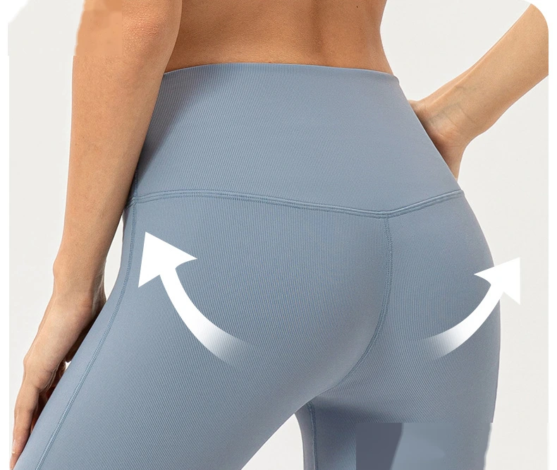 Women high waisted leggings front no seam yoga workout pants detail