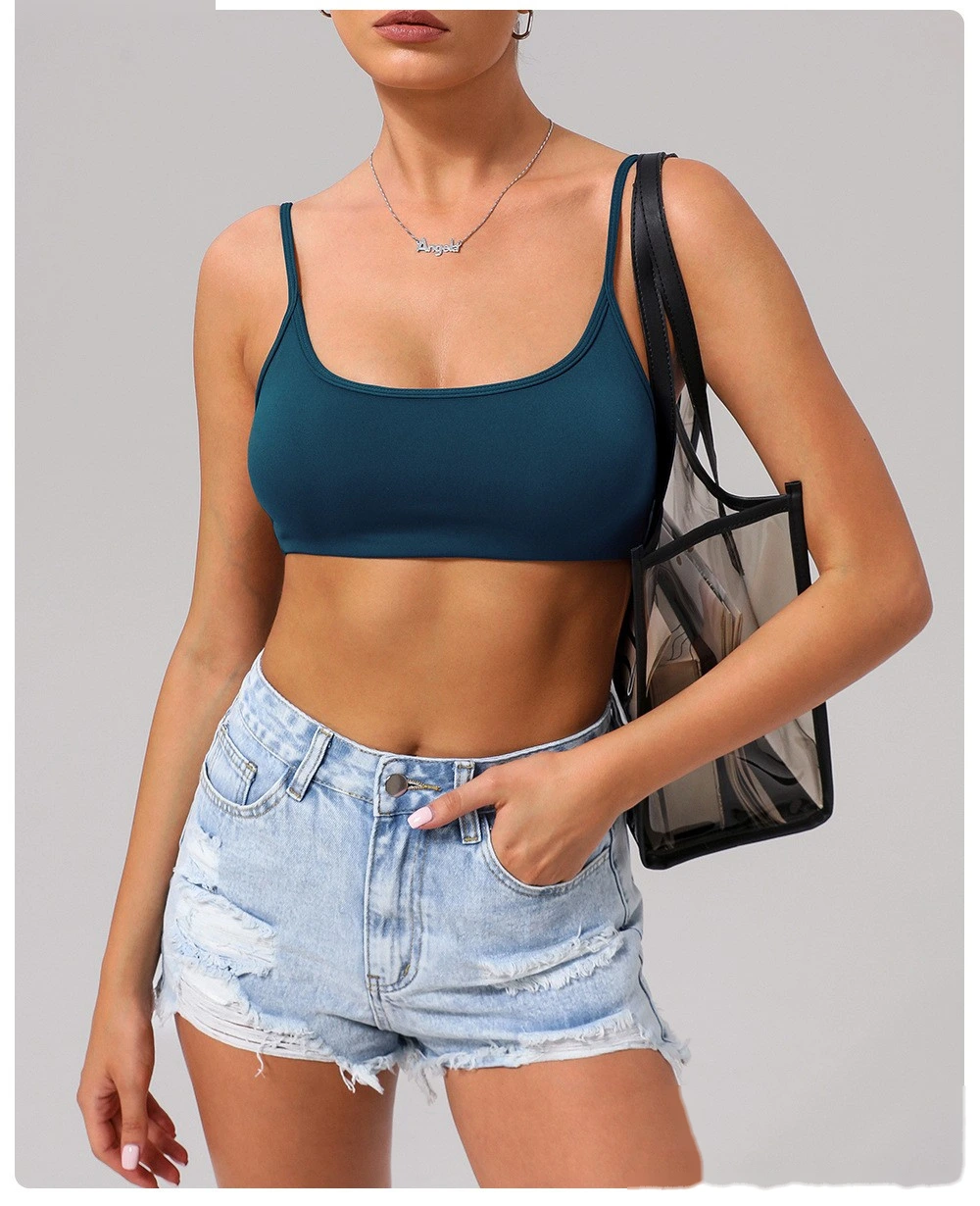Customized beauty back sports bra nude yoga bra running fitness shirt sling yoga clothes detail