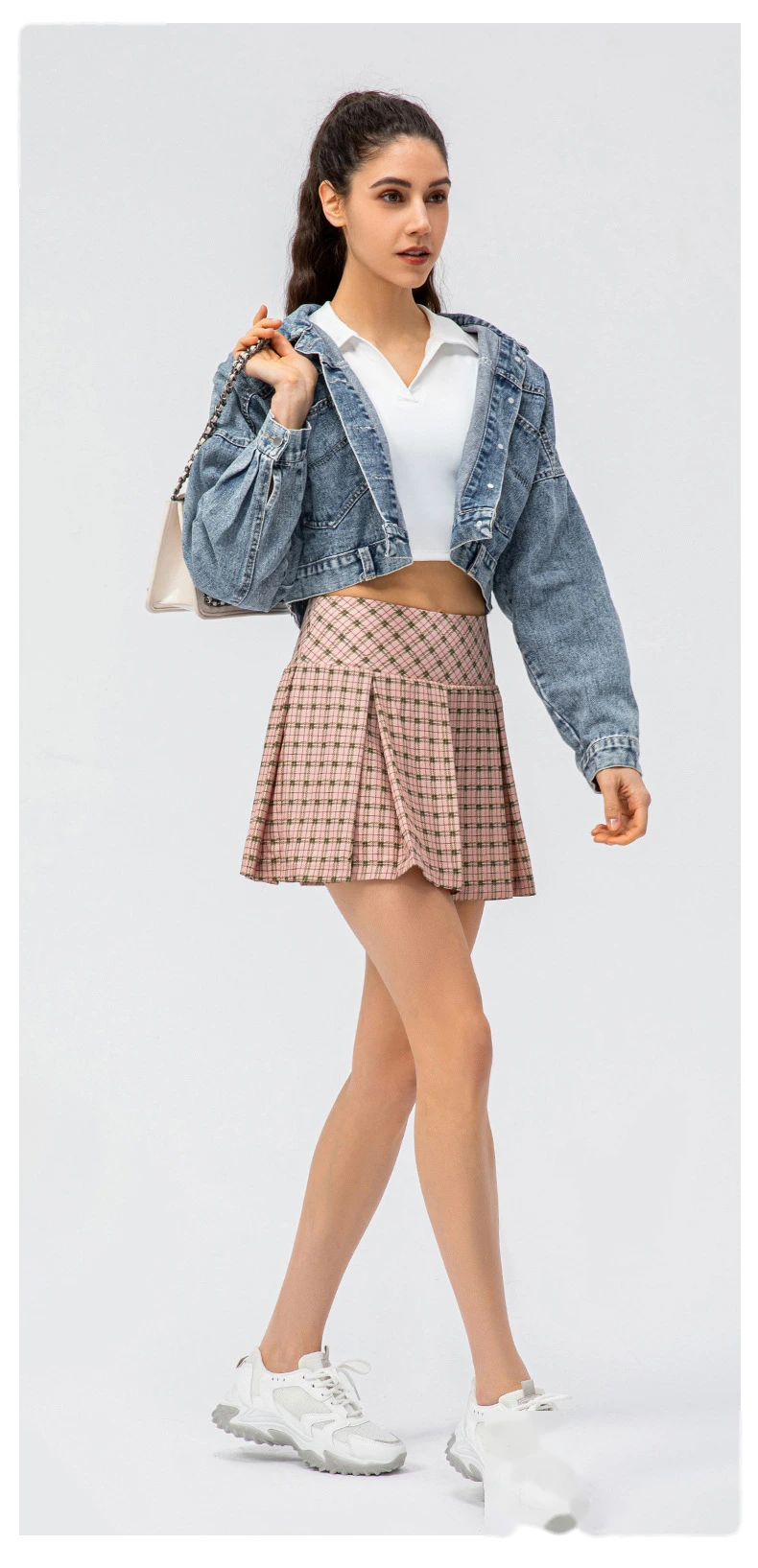 Womens tennis skirts elastic athletic golf skorts with pockets detail