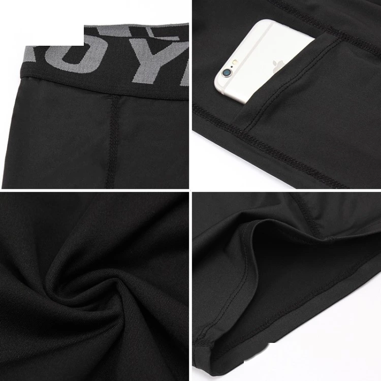 Men pro fitness compression shorts running train quick dry tights pants detail