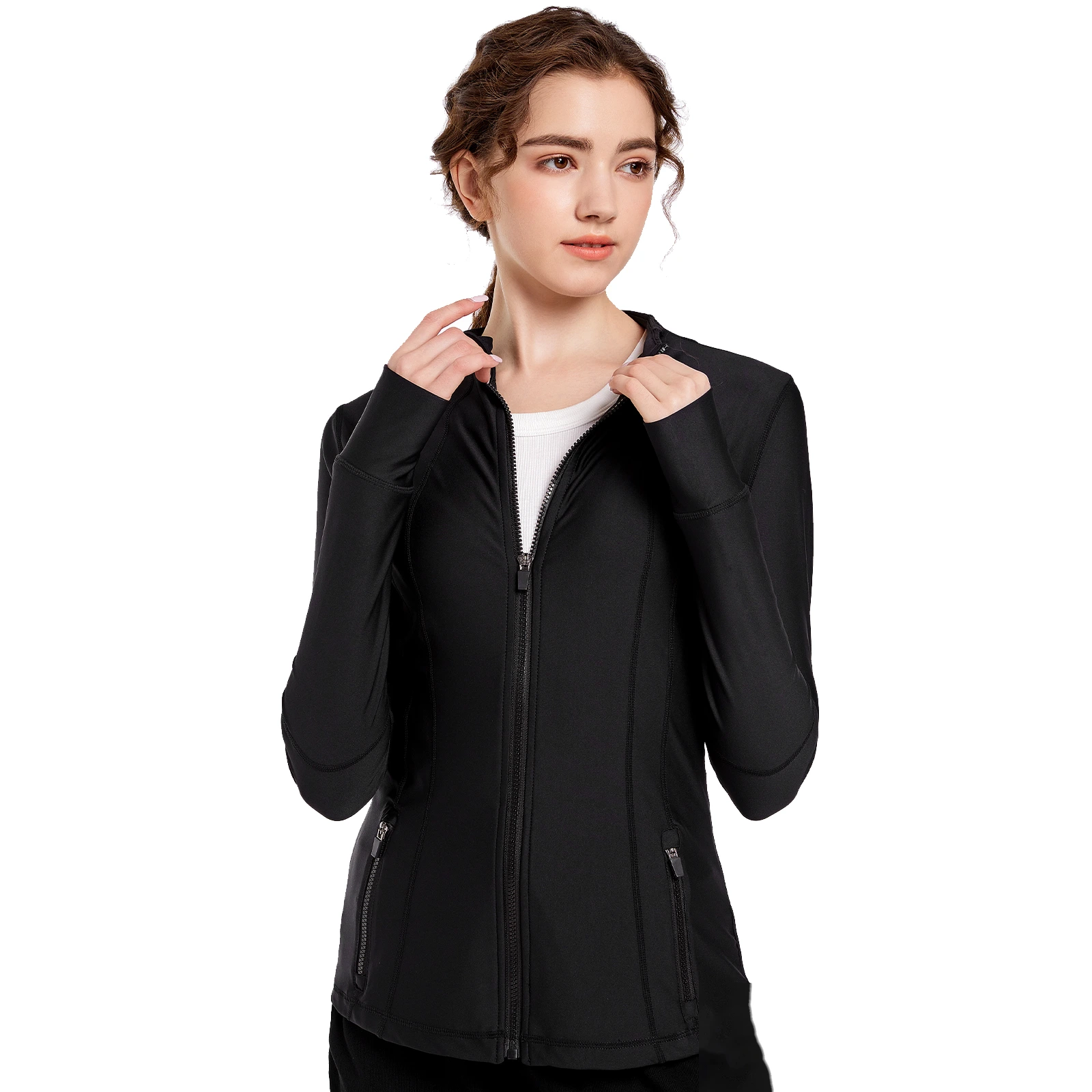 Autumn and winter new women's slim top sports casual jacket coat detail