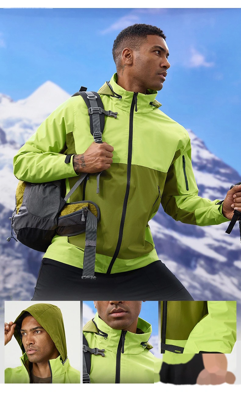 Custom Men's Multi-Functional Outdoor Jacket - Hooded, Windproof, Waterproof for Hiking & Mountaineering detail