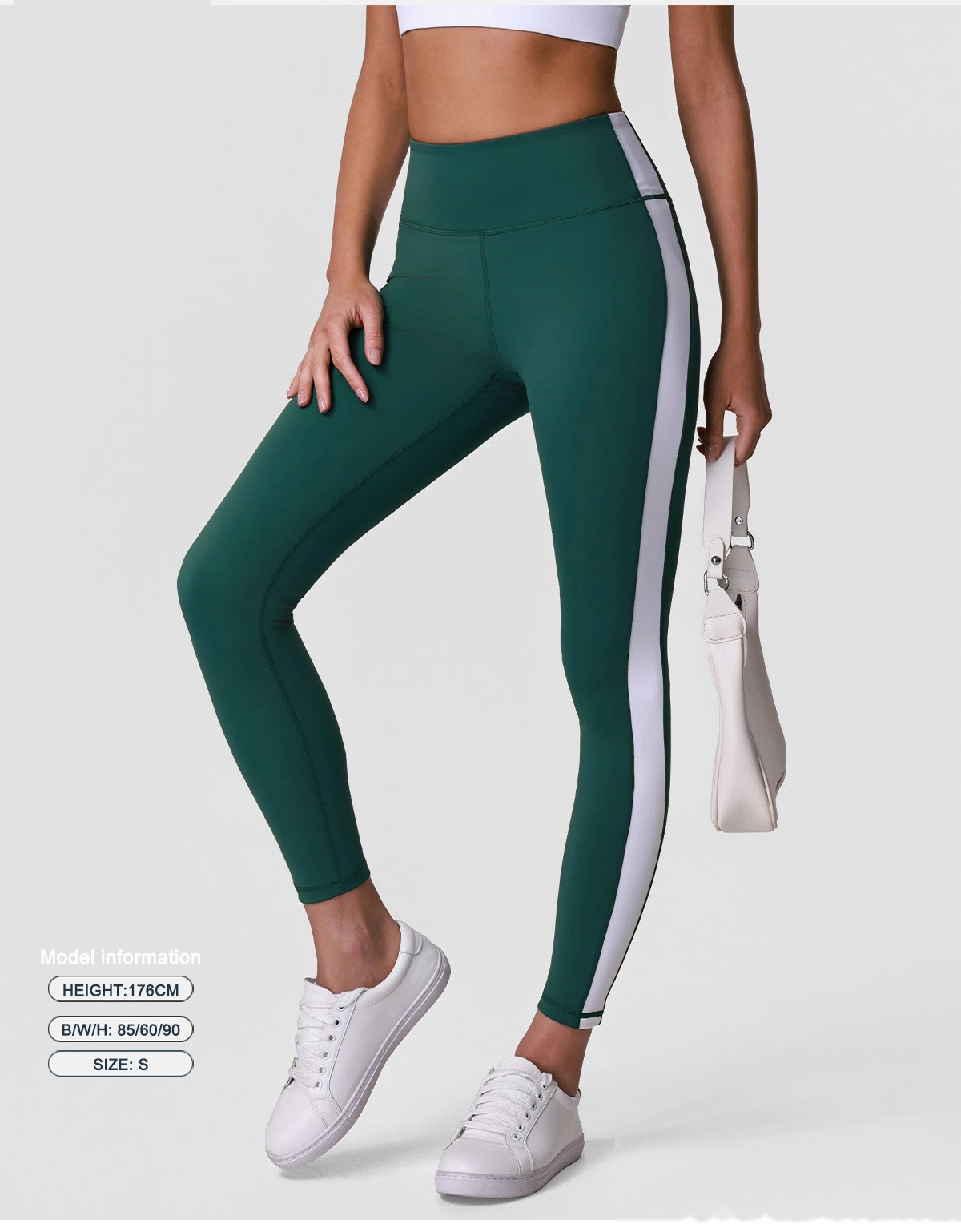 Women’s Custom Color Block Running Pants High Waist Tummy Control Butt Lifting Yoga Fitness Leggings detail