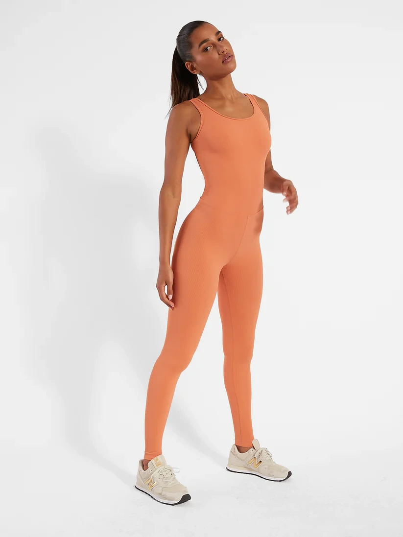 Women's fashion high elastic yoga jumpsuit sports fitness clothes detail