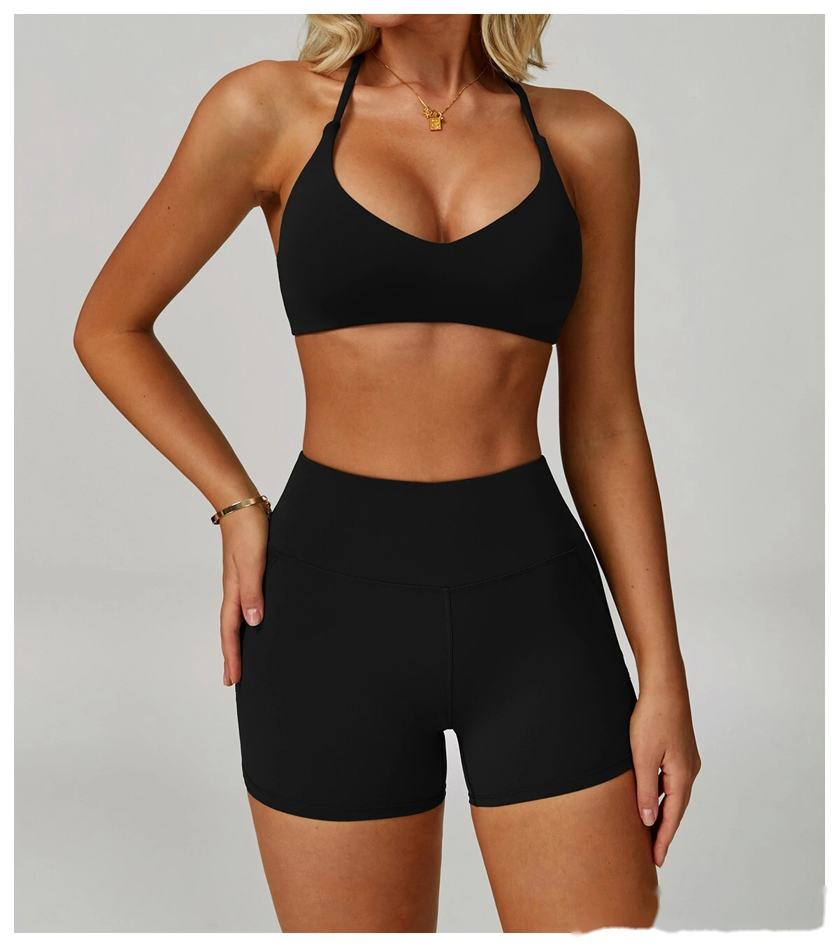 Customized yoga bra quick-drying cross-back high-strength fitness clothes leisure running sports bra detail