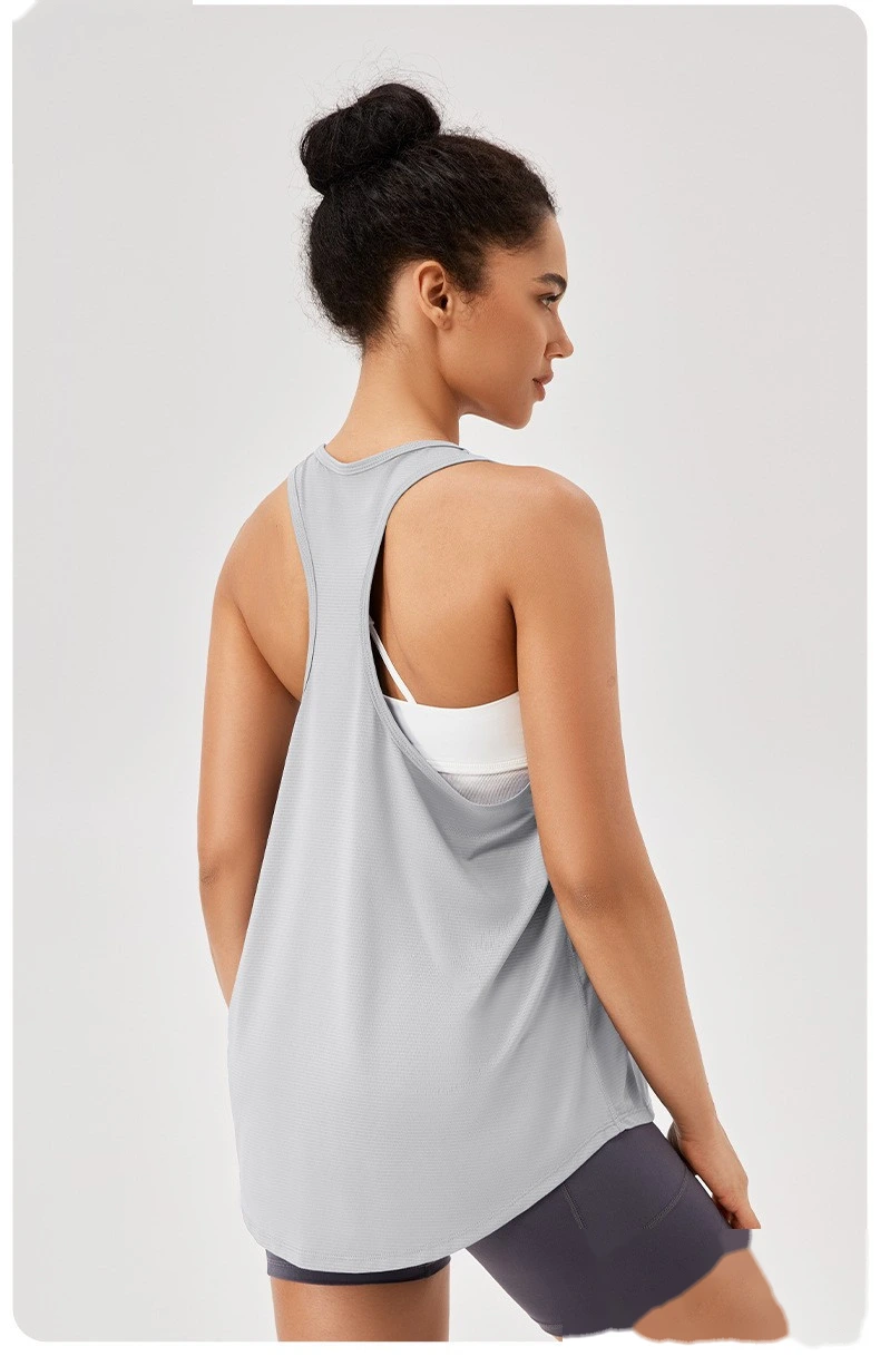 Sports blouse loose suspender vest yoga clothes breathable sleeveless fitness running top detail
