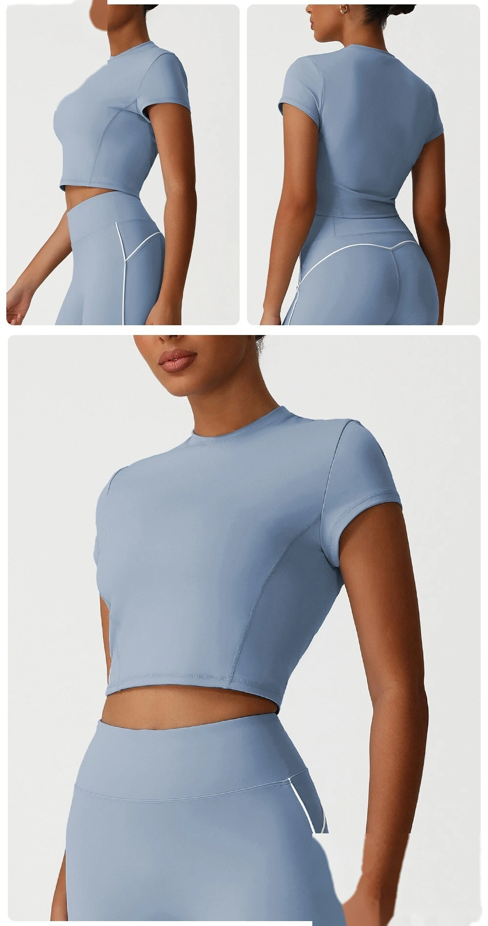Customized slim quick-drying Pilates short shoulder clothes yoga clothes short sleeve running fitness T-shirt detail