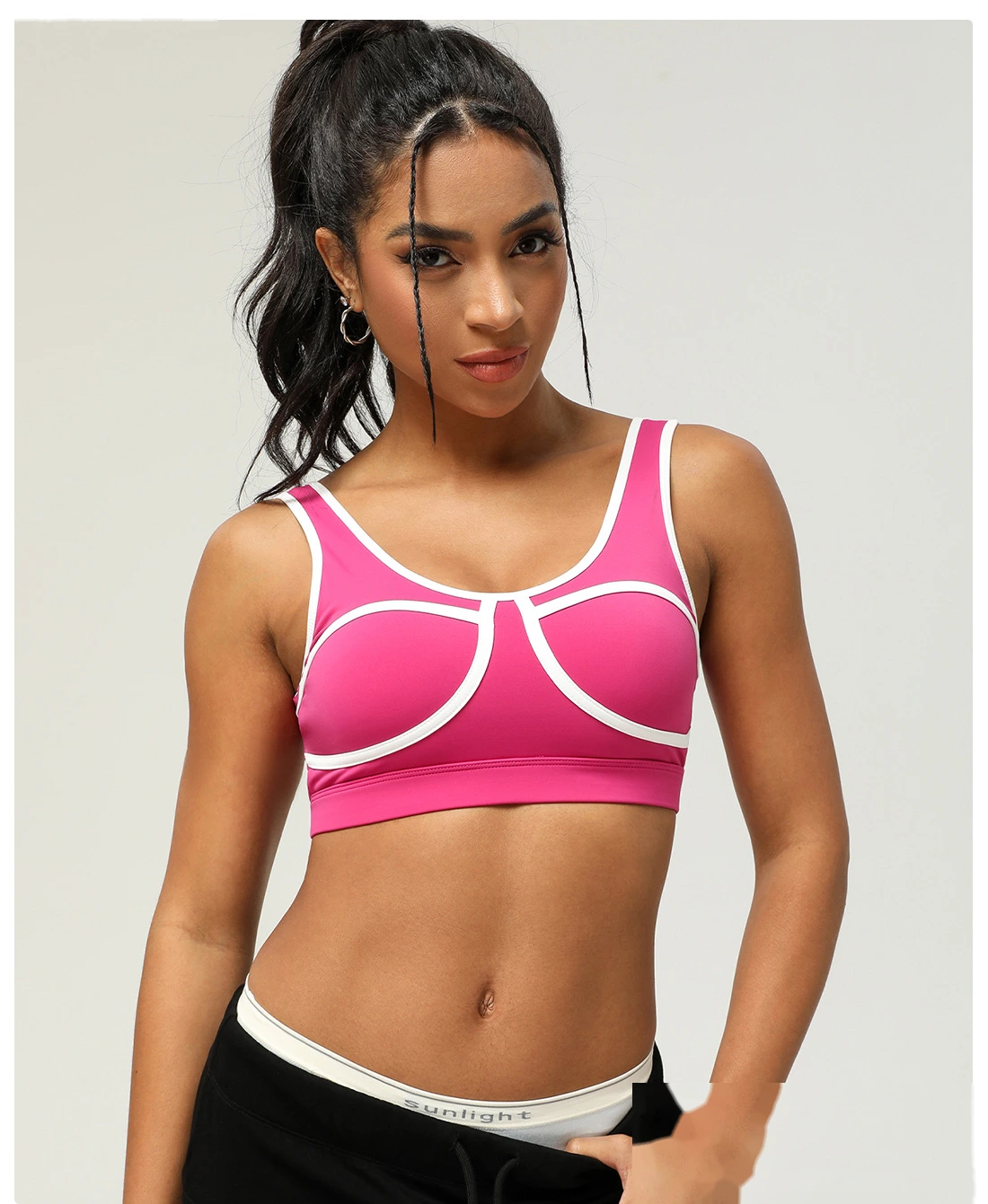 Quality Customized contrast sports bra hollow back yoga bra women's running fitness suit top Manufacturer detail