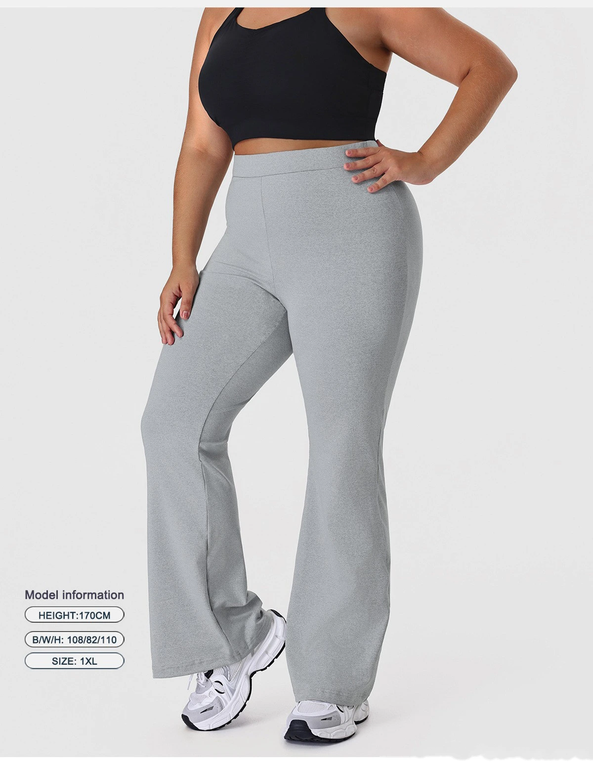 Bulk Custom Women's Plus-Size Flare Yoga Pants - High-Stretch, Slim-Fit, Daily/Fitness Wear | Direct Factory detail