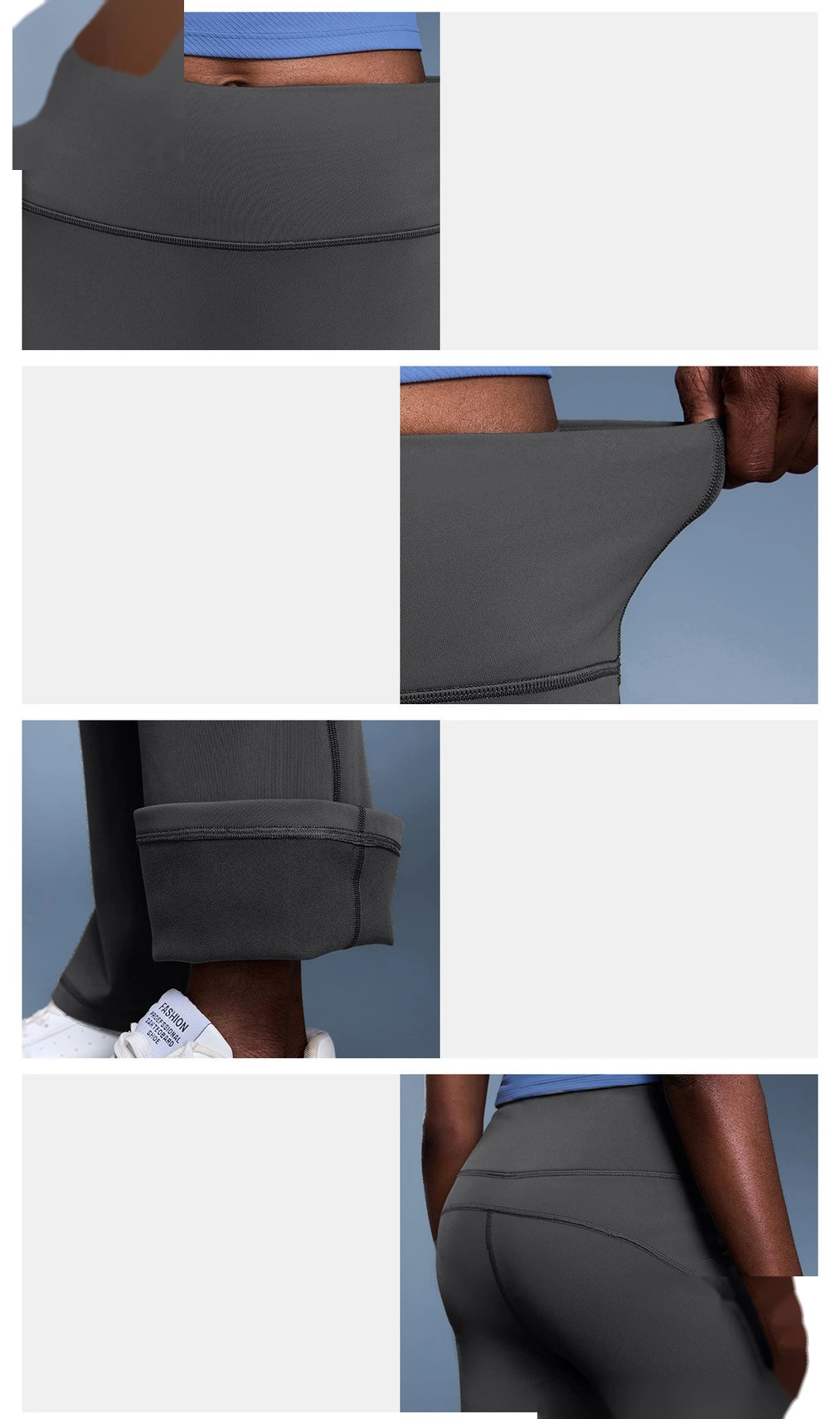 Custom-made women's autumn and winter velvet warm elastic micro-pants with abdomen slimming exercise yoga pants detail
