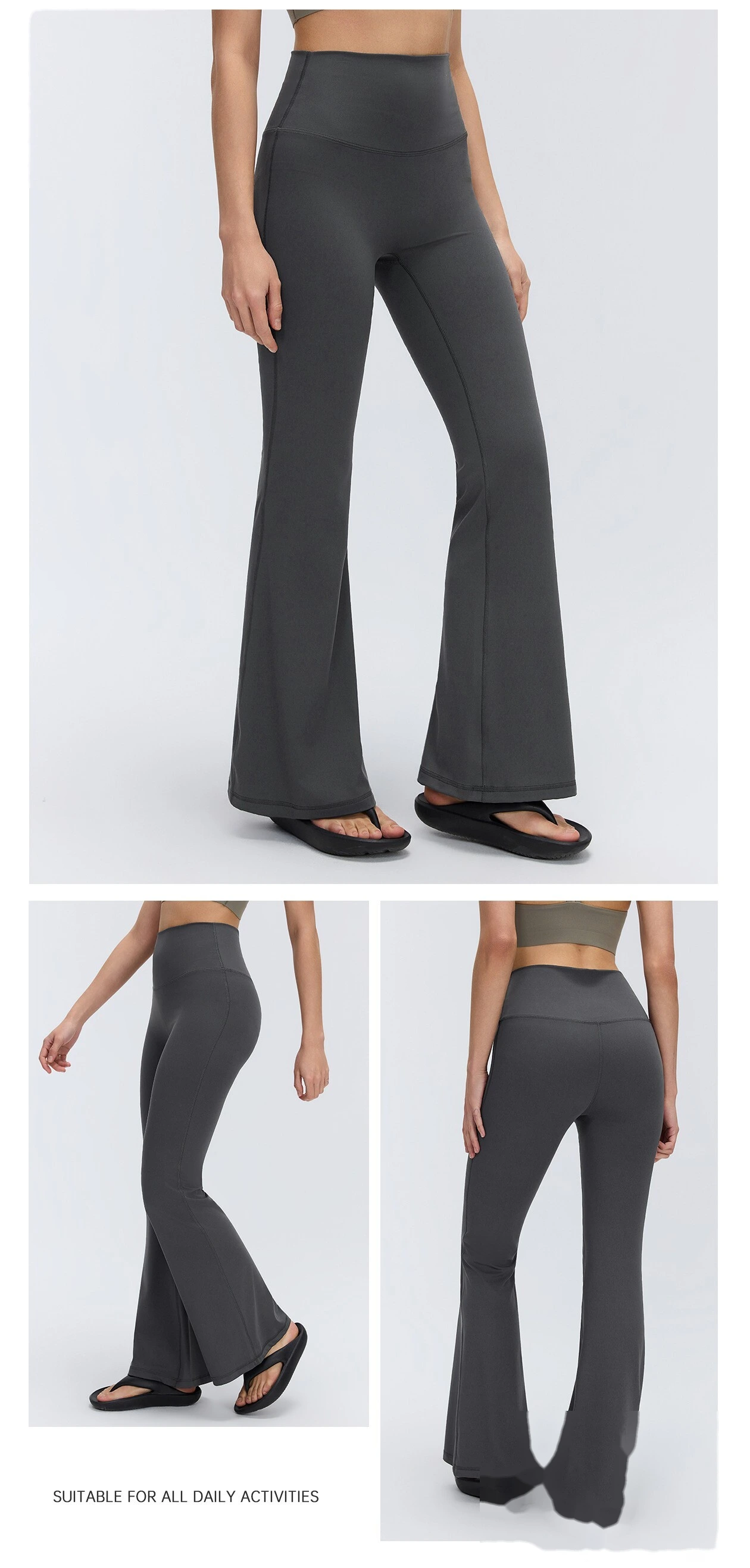 Custom High Waist Micro Flare Yoga Leggings Tummy Control Butt Lifting Slim High Stretch Workout Pants detail