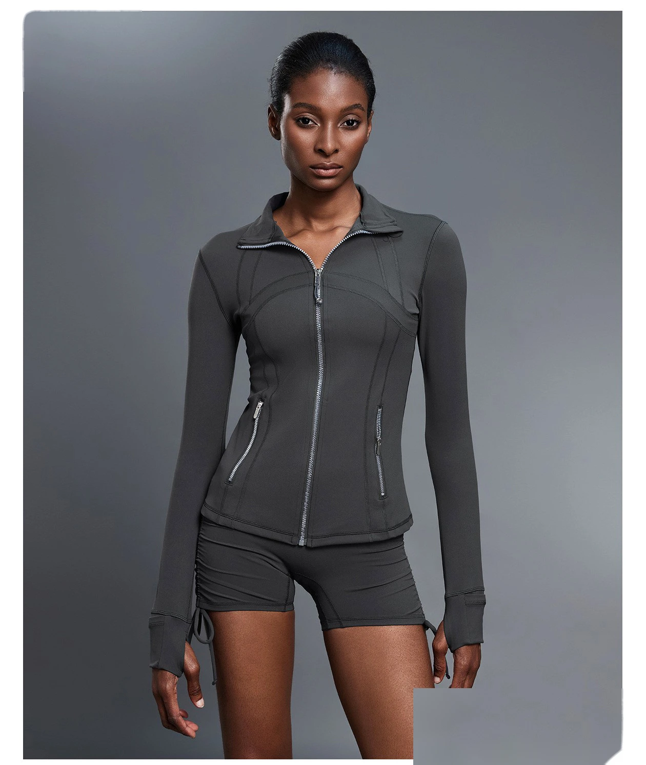 Women's Fall Yoga Jacket, Long Sleeve Stretchy Slim-Fit Outerwear for Outdoor Running & Fitness detail