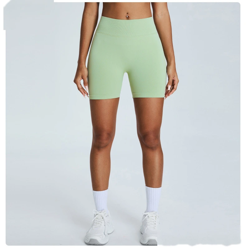 Seamless yoga shorts women's three-point high waist sweatpants nude quick-drying fitness yoga clothes - allni detail