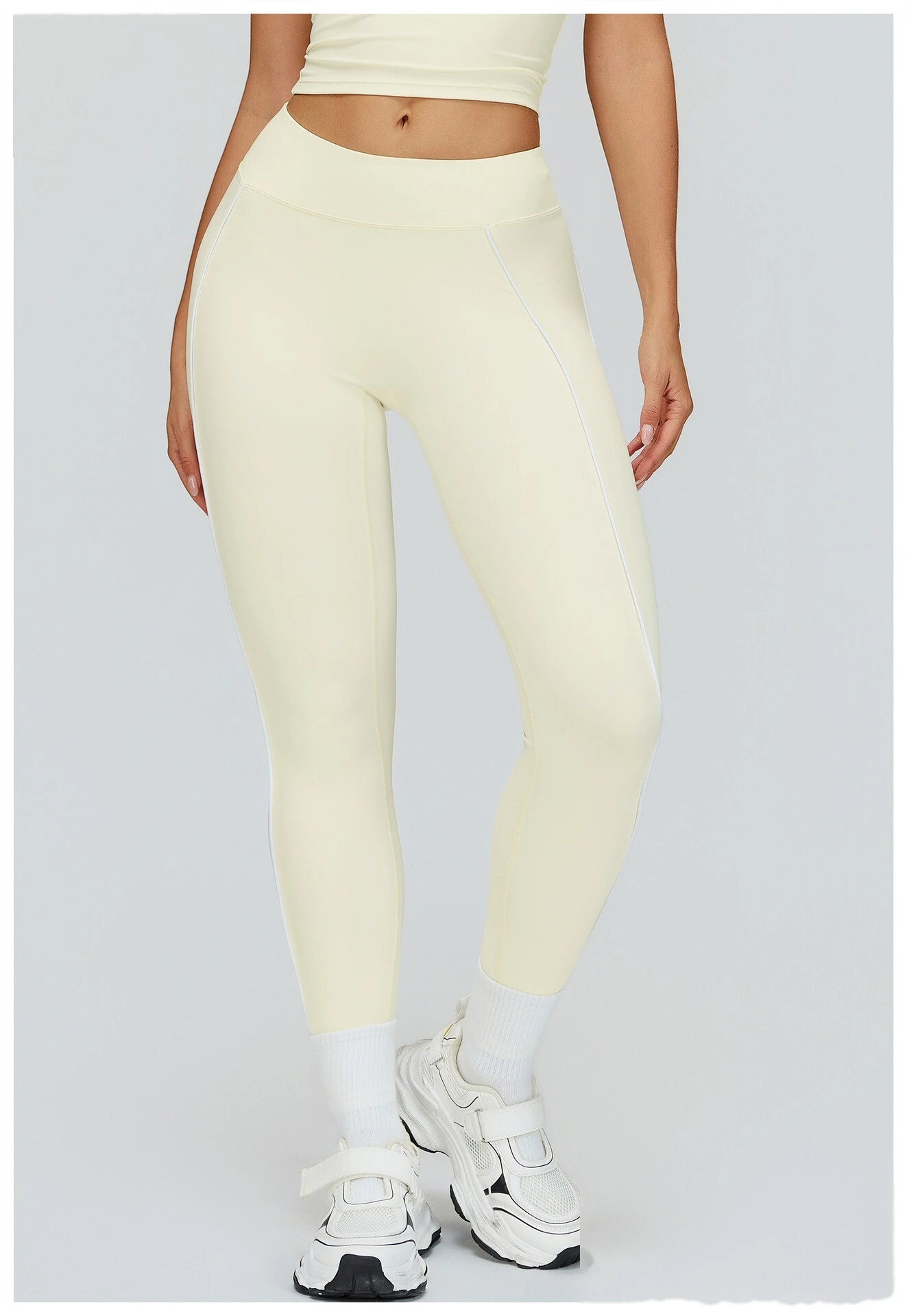 Custom Women’s Naked-Feel Tight Yoga Pants - Color Block High-Waisted Butt-Lifting Running Fitness Leggings detail