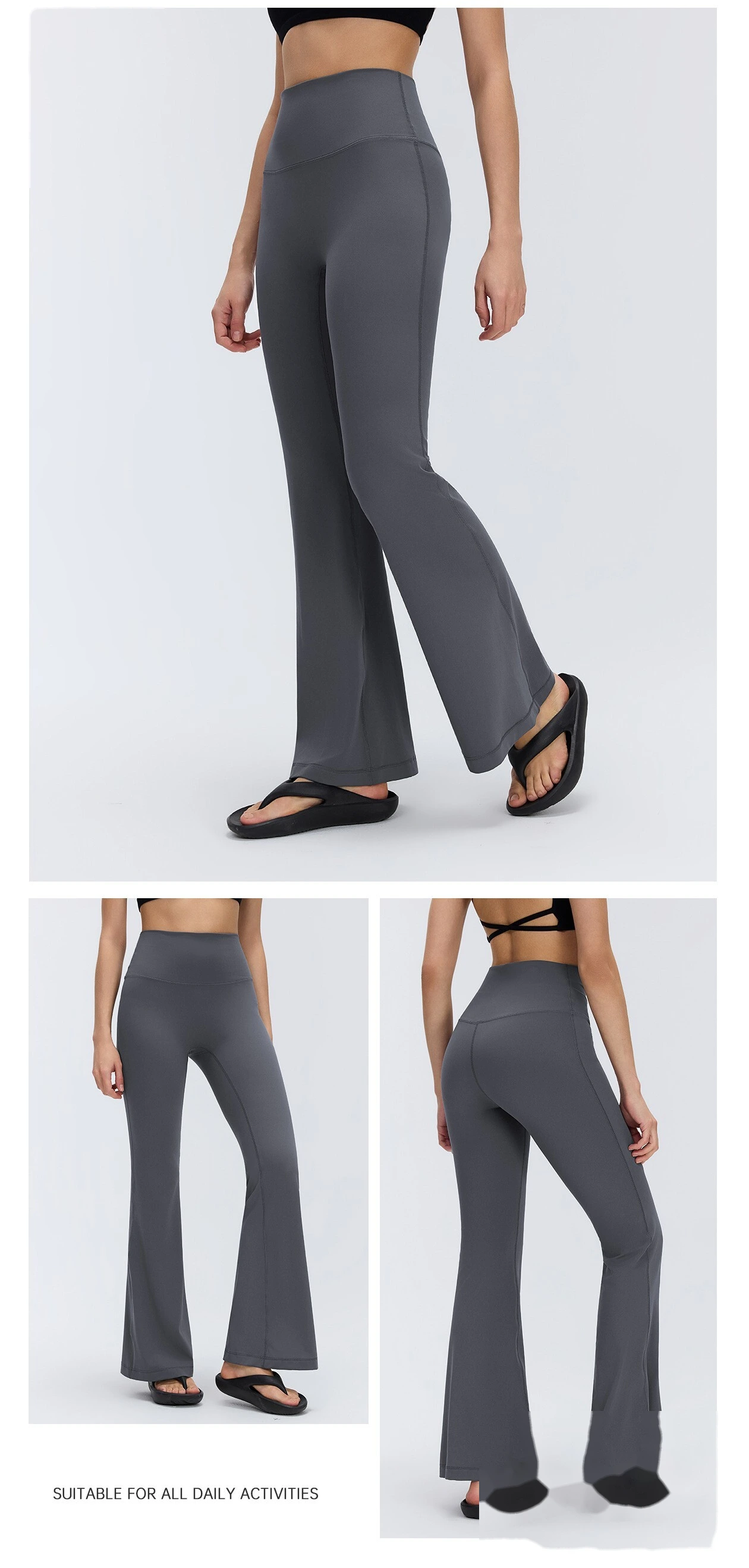 Custom High Waist Micro Flare Yoga Leggings Tummy Control Butt Lifting Slim High Stretch Workout Pants detail