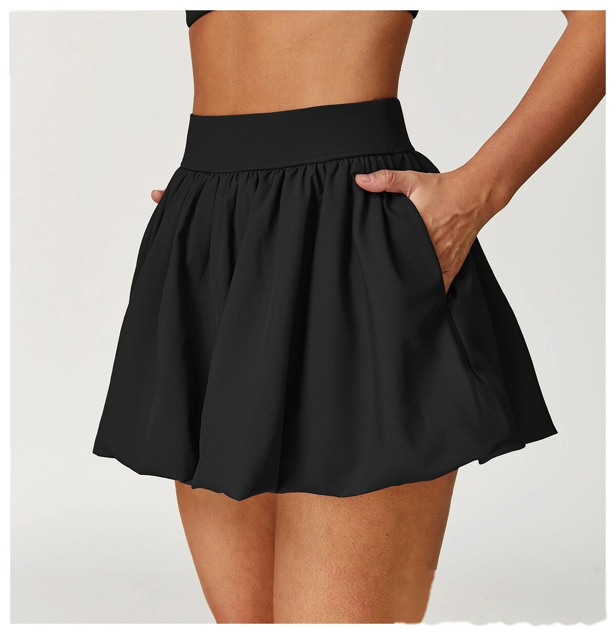 Tennis short skirt anti-exposure bottoming breathable pocket fluffy skirt running short skirt detail