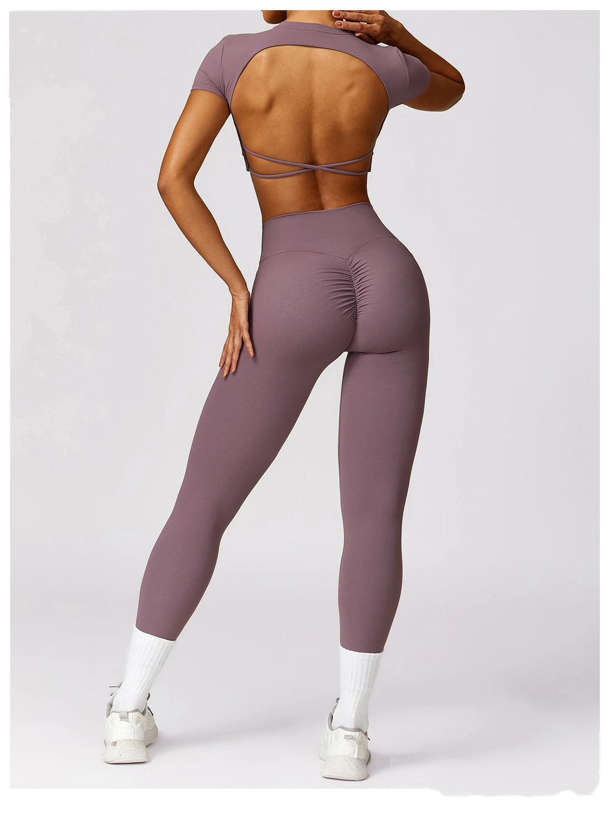 Customized yoga pants sanding, abdomen lifting and hip lifting, high waist wearing running and fitness pants. detail