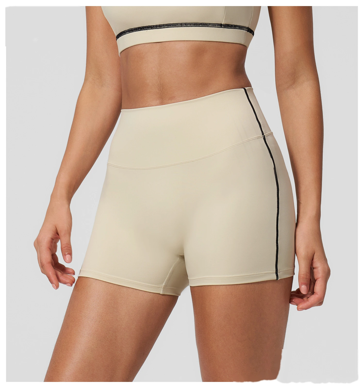 High Waist Peach Hip Naked Feel Yoga Shorts, Elastic Tight Sports Fitness Yoga Short Outfit for Women detail