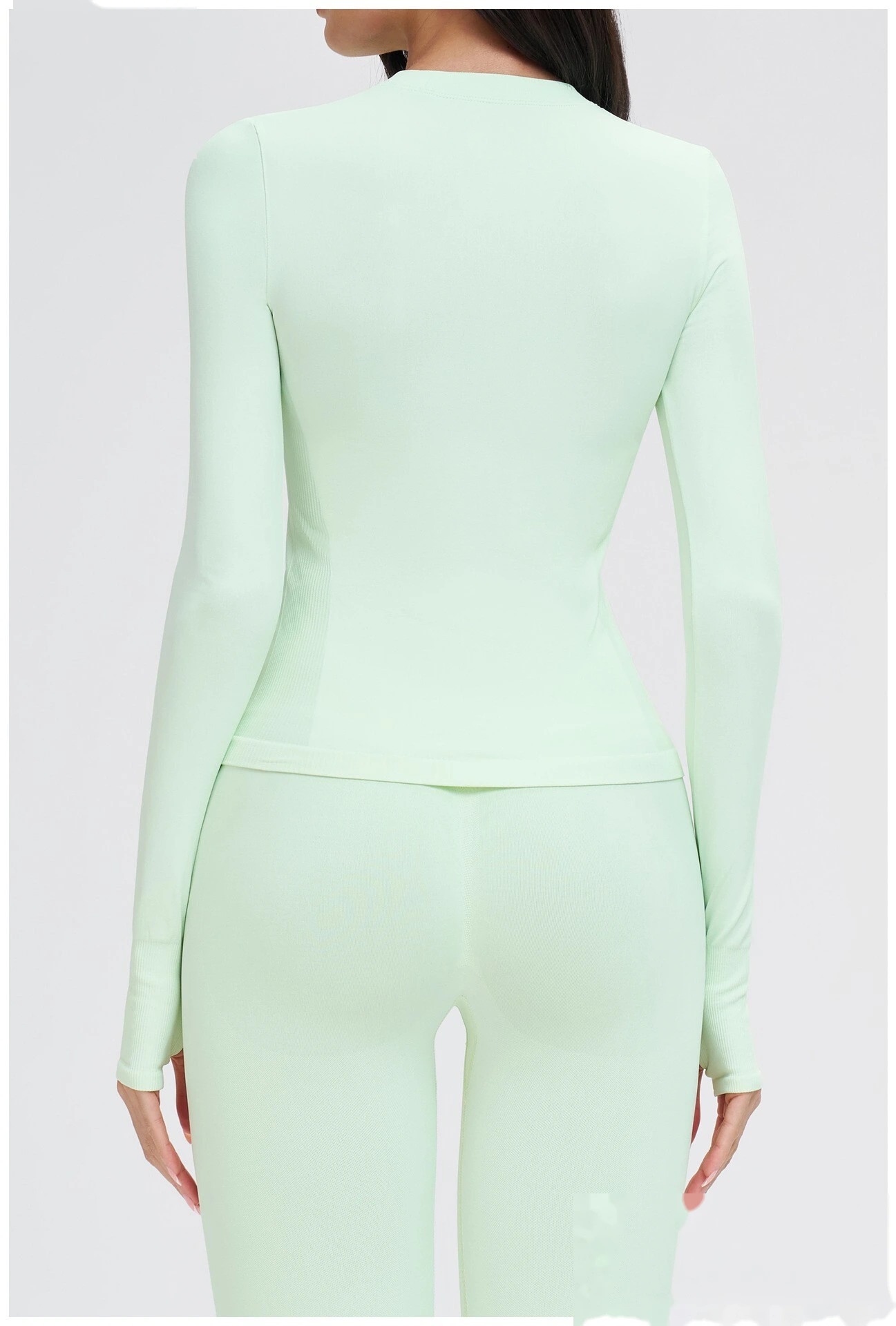 Custom Seamless Yoga Long Sleeve - Women's Crew Neck Tight High-Stretch Running Fitness T-Shirt detail