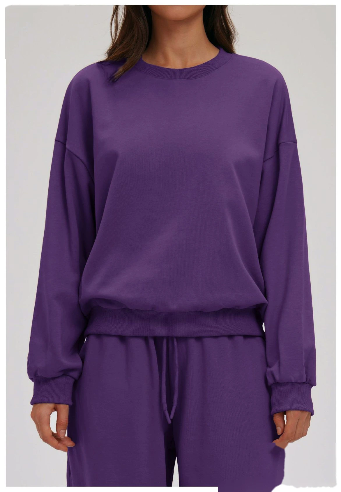 Bulk Custom Crew Neck Sweatshirts | Loose Fit Long Sleeve Casual Tops for Fall Winter Outdoor Running detail
