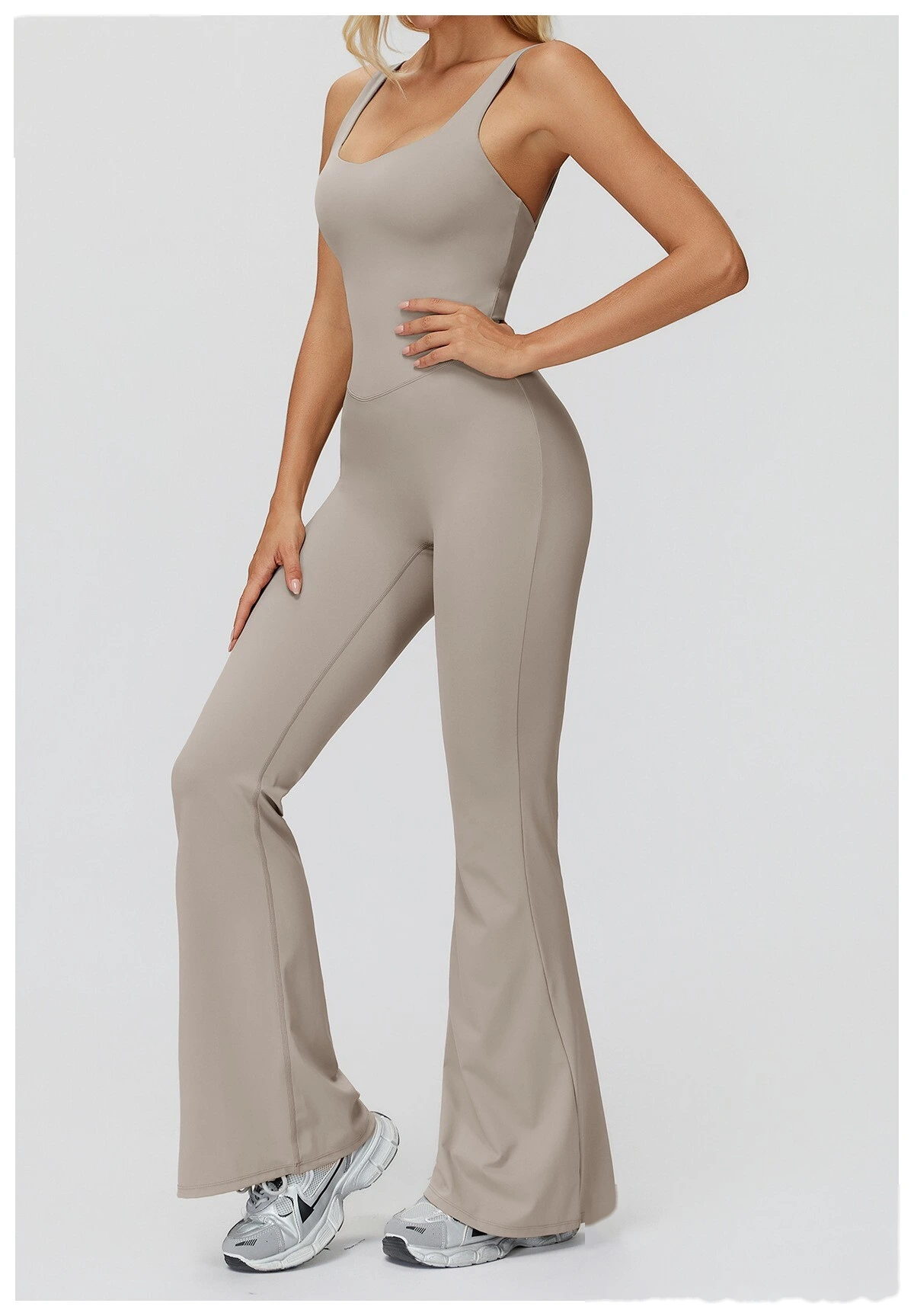 Fleece Finish Women's Activewear Unitard - Crisscross Back, Micro Flare Leg, High Elastic for Yoga, Running & Gym detail