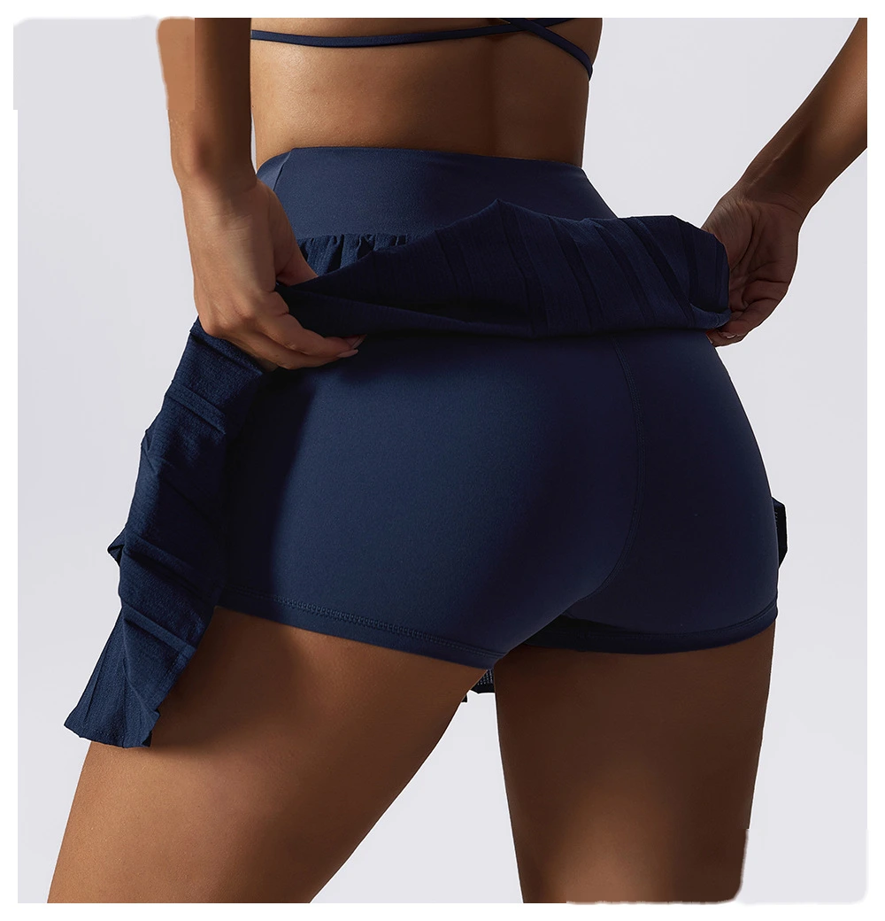 Women 2 in 1 quick dry running tennis skirts pleats fitness workout skirts detail