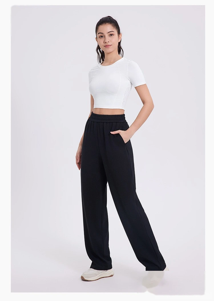 Custom-made women's comfortable underwear thickened high waist straight wide leg sports casual pants detail