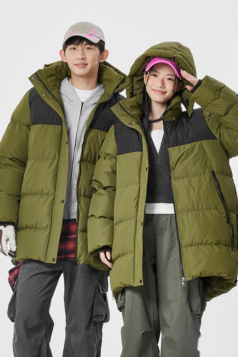 Customize winter men's and women's windproof warm contrast fashion cotton-padded coat. detail