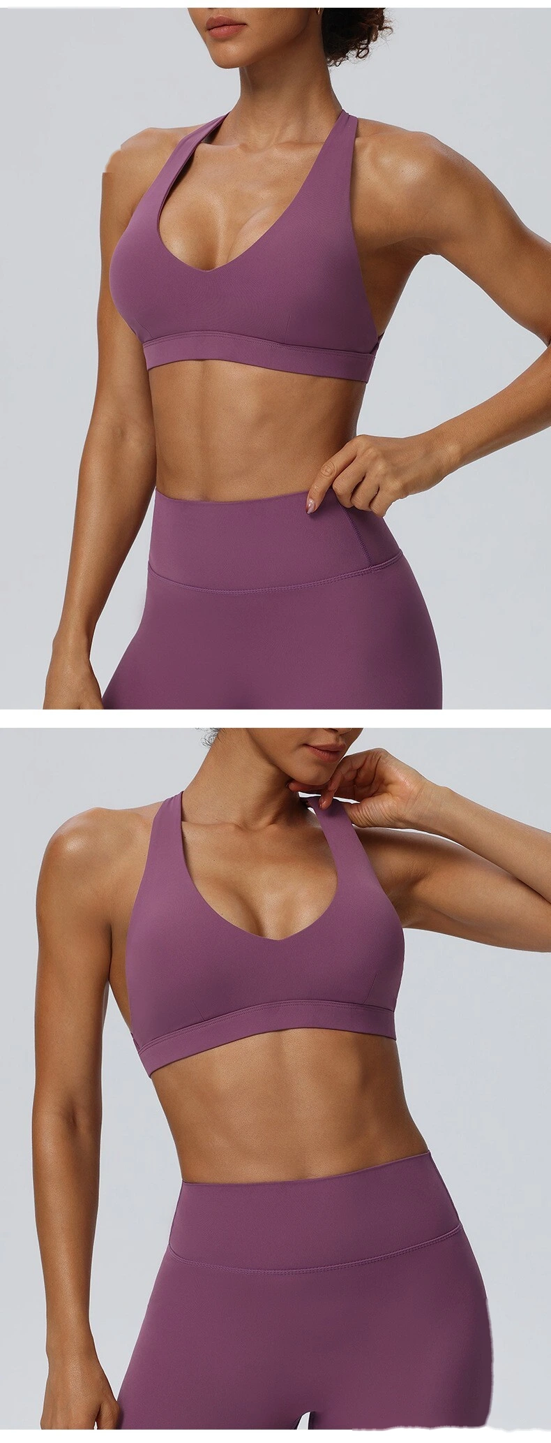 European American Style Halter Beauty Back Sports Bra, Breathable Quick Dry Yoga Fitness Underwear for Women detail