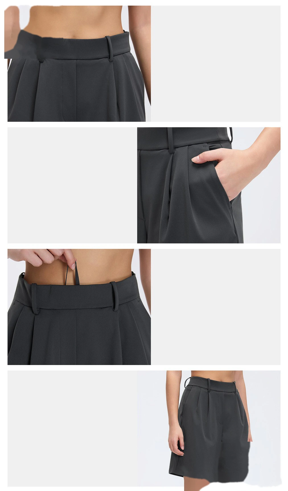 Bulk Custom High-Waisted Dressy Shorts - Women's Loose Wide-Leg Solid Color Suit Bermuda Pants detail