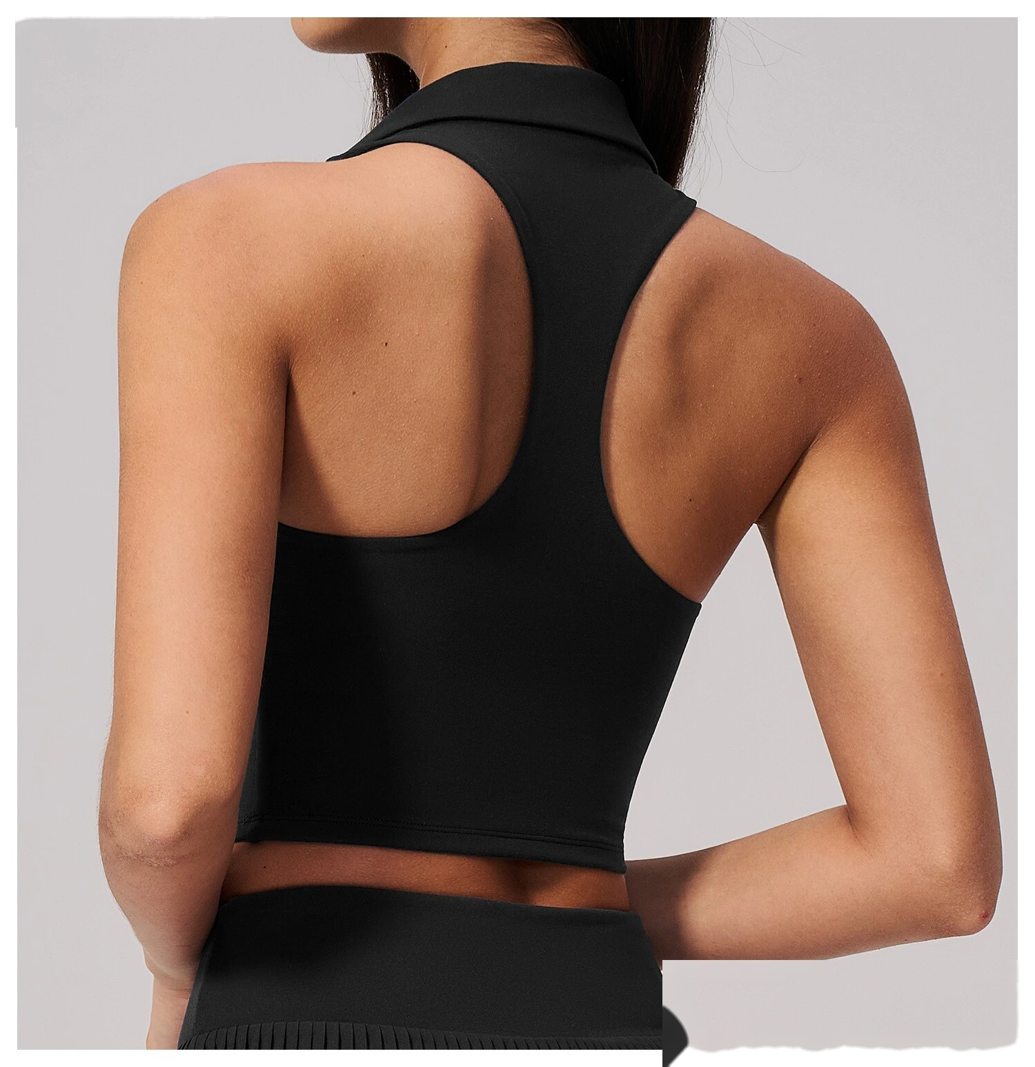 Custom Logo Two Piece Tennis Tracksuit, Cropped Sleeveless Polo Shirt, Moisture Wicking Sportswear for Daily Exercise detail
