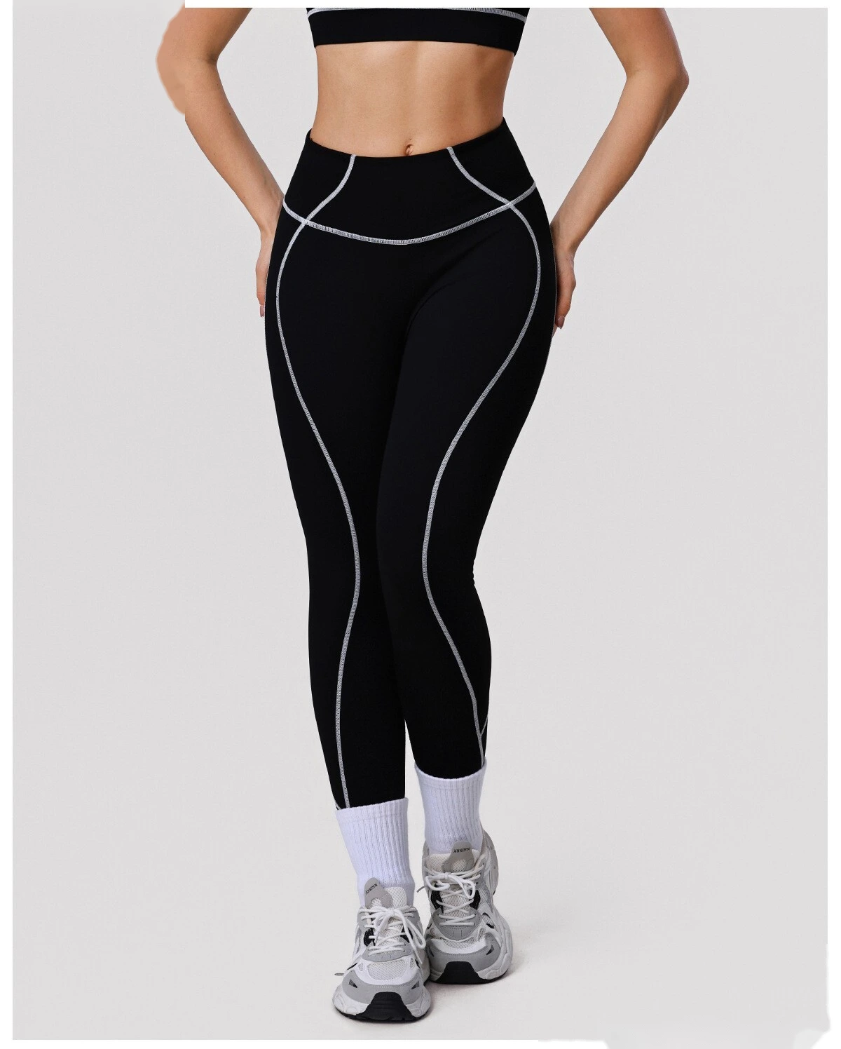 Bulk Custom Women's Yoga Leggings - High-Elastic Color Block Buttery Soft Fitness Pants detail
